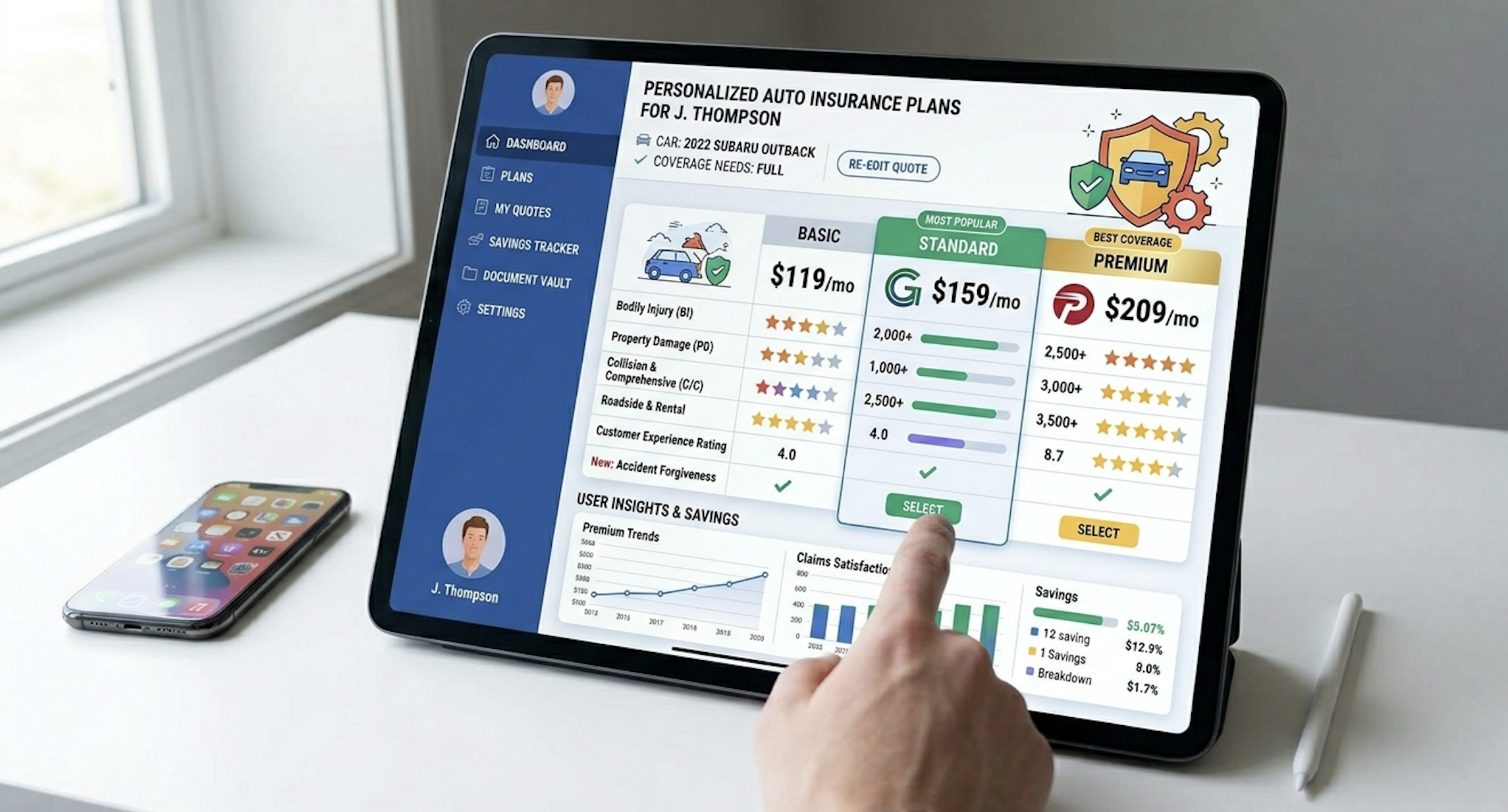 Auto insurance comparison dashboard preview